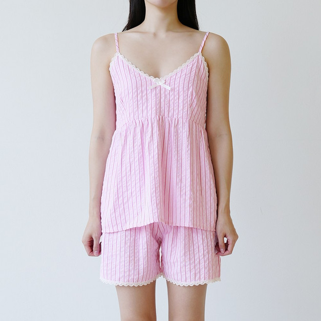 엘라운지 스파쿨링 끈나시 투피스 파자마 세트