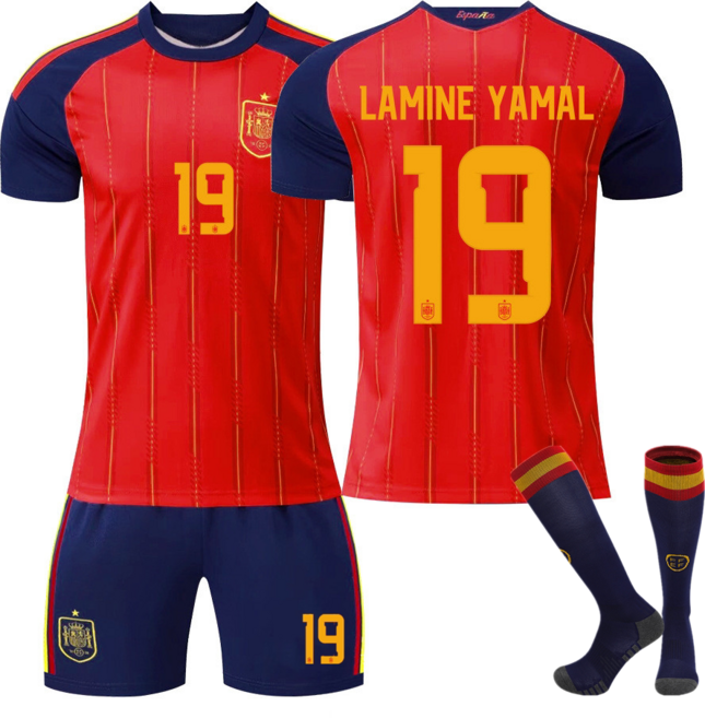 스페인 라민야말 홈 운동복 트레이닝 반팔티 월드컵 축구 유니폼 키즈 주니어 호환상품