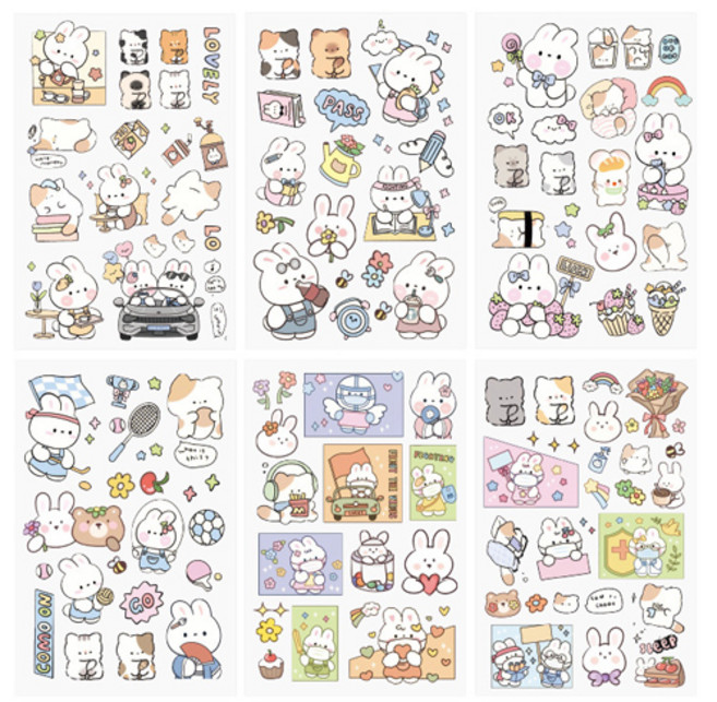 투명 일러스트 다꾸 감성 스티커 J2695, 토끼