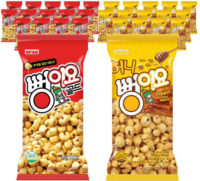 뻥이요 골드 60g x 14봉 + 허니 50g x 14봉 여행 필수추억의 과자, 1세트
