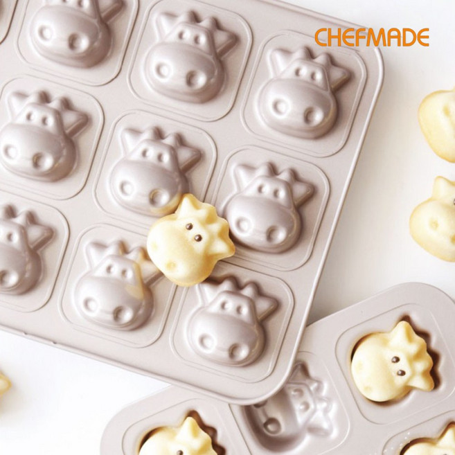 쉐프메이드 얼룩소 모양 마들렌틀 마들렌팬 송아지 케익팬 12구, 1개