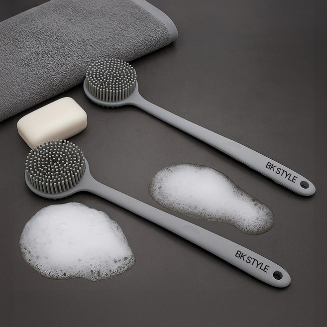 비케이 스타일 실리콘 양면 바디 브러쉬, 그래이, 1개, 1개입