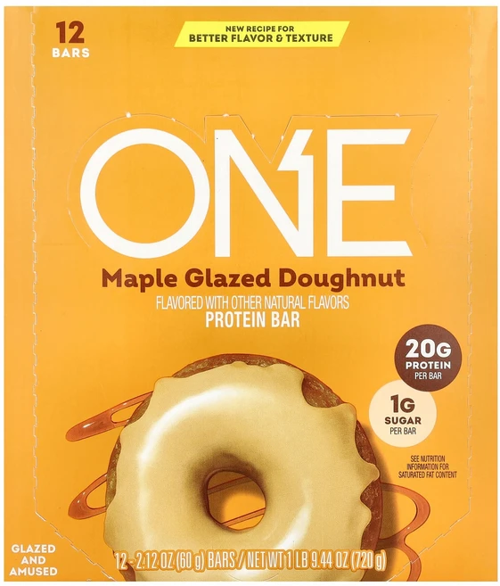 One Brands 프로틴바 메이플 글레이즈 도넛 12개입 개당 60g(2.12온스), One Brands 프로틴바 메이플 글레이즈 도넛 12, 60g - 쿠팡