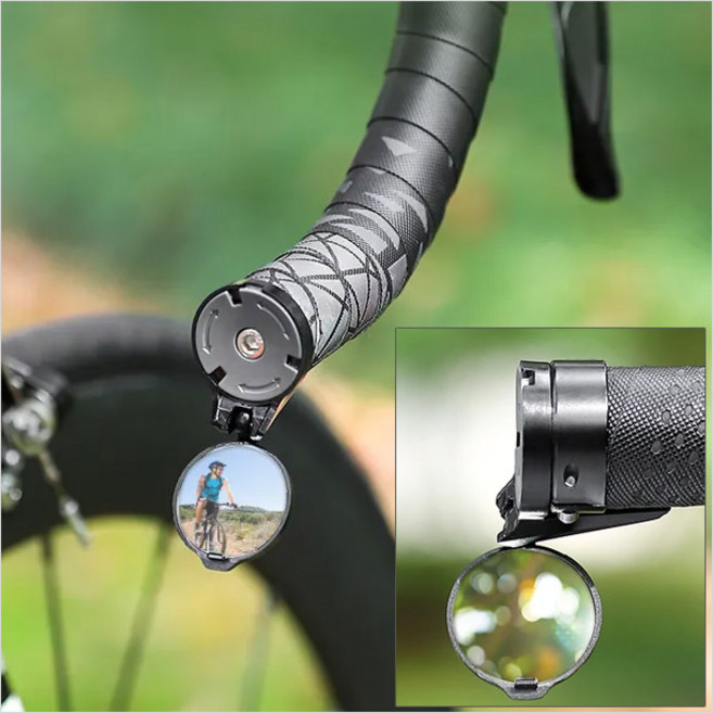 [KM] 자전거 핸들그립마개 접이식 백미러 (MTB ROAD겸용), 1개