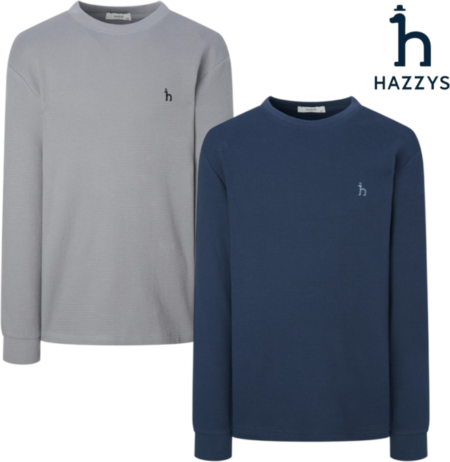 매장발송 헤지스 남성 단색 면 라운드 긴팔티셔츠