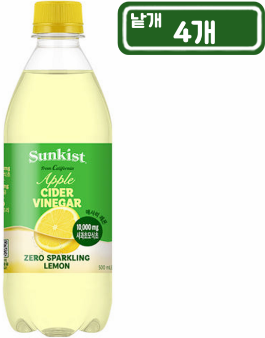 썬키스트 애사비제로 스파클링 레몬맛 500ml 낱개판매, 4개