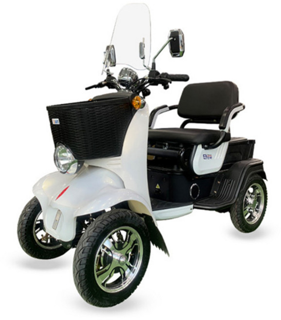 국내출고 전기 2인승 사륜 노인용 전동차 전동 스쿠터 부모님 선물, 화이트, 단단-e(기본)