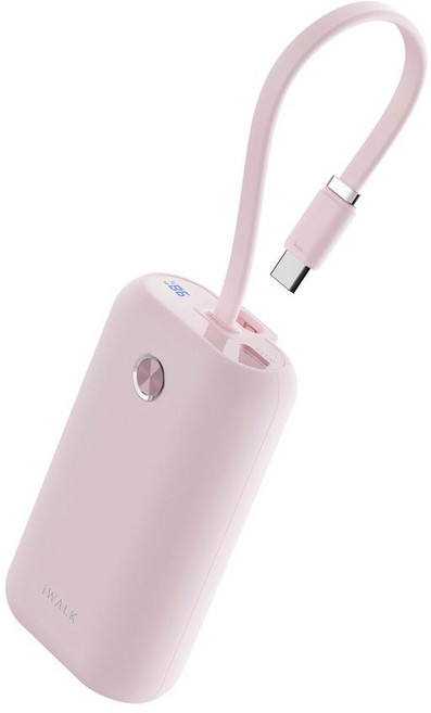 아이워크 iWALK 케이블 일체형 미니 보조배터리 10000mAh 대용량 고속충전 PD 22.5W C타입, 핑크, UPB001