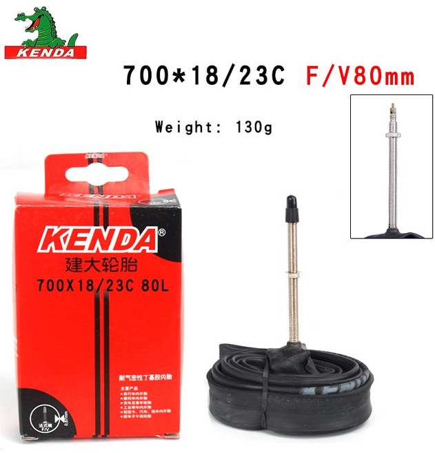 Kenda 산악 자전거 도로 자전거 타이어 700*18 23 25 28 32 35 43 45C 자전거 부품 AV FV 사이클링 부틸 고무 자전거 내부 튜브, [04] 700 x18-23C FV80mm, 1개