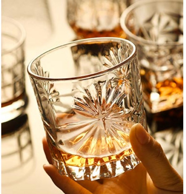 Vibe Bar威士忌酒杯 洋酒杯子 玻璃啤酒杯 古典冰花酒具, 1個