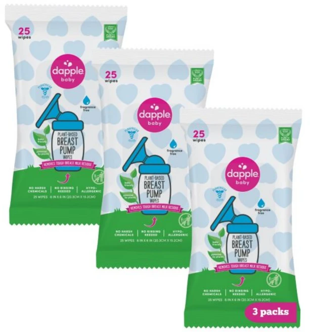 대플 베이비 유축기 물티슈 식물성 성분 사 저자극성 유즙 잔여물 제거 헹굼 필요 없음 무향 25장 3팩, 25개입 (3팩) - 쿠팡