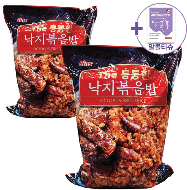 트레이더스 시아스 더통통한 낙지 볶음밥 300G X 7봉 X 2 [아이스박스] + 더메이런알콜티슈, 2.1kg, 2개