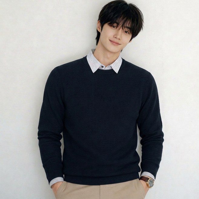 스티드 카라 레이어드 니트 셔츠