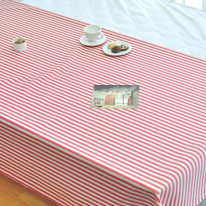 식탁보 잘라서 사용하는 방수테이블보 8mm 스트라이프 레드L, 1개