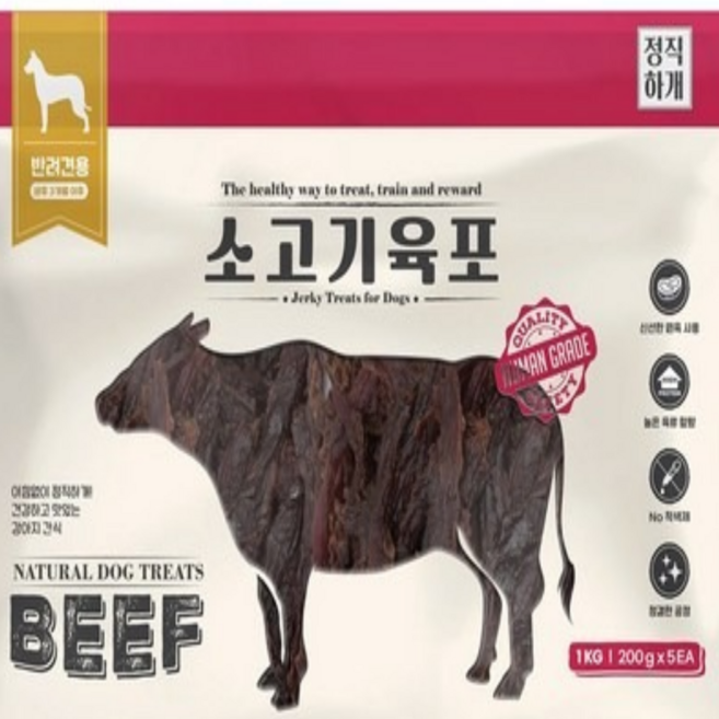 minh 코스트코 정직하개 애견용 소고기 육포 1kg (200g*5개), 1개, 400g