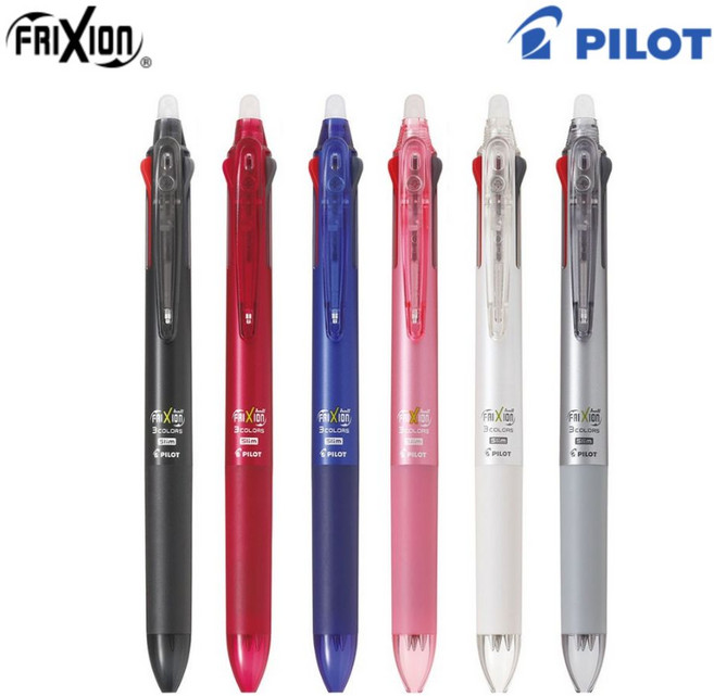 파이롯트 프릭션 슬림 3색 지워지는 볼펜 0.38mm FRIXION BALL, 프릭션볼 3색 슬림 0.38mm, 멀티 리필 흑청적(3개입)