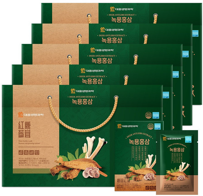대웅생명과학 녹용홍삼 (국산 생녹용추출액 6년근홍삼 당귀 천궁 함유), 70ml, 150개
