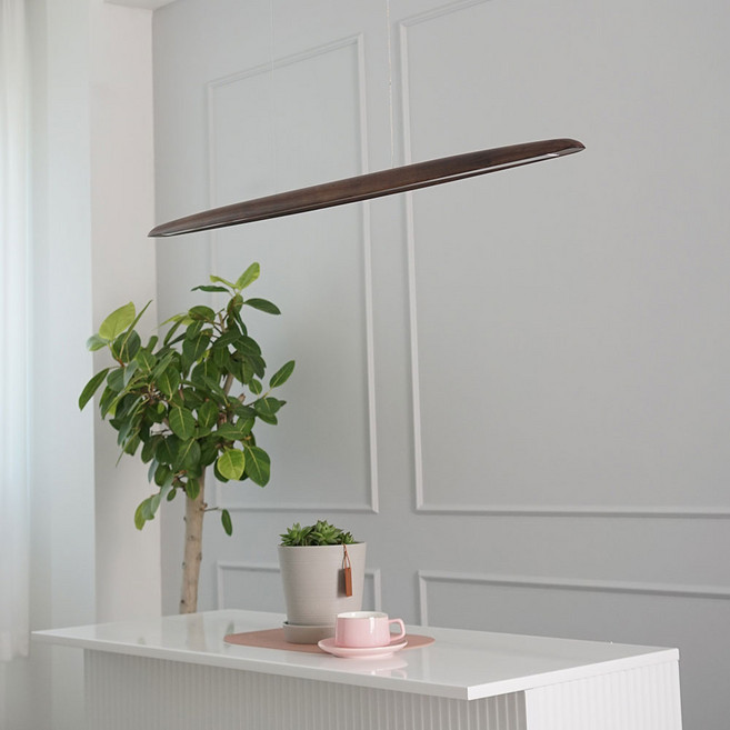 국산 원목 식탁조명 LED 바게트 펜던트 40W 주백색 우드 인테리어 식탁등