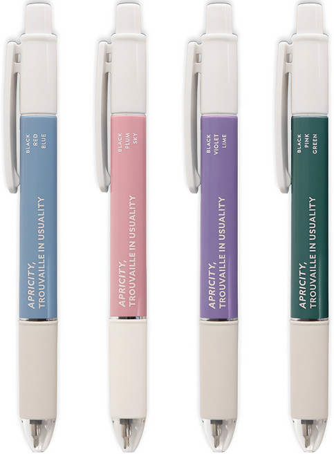 아이코닉 스무딩 3색 볼펜 0.38mm, INDIBLUE + PINK + PURPLE + GREEN, 4개