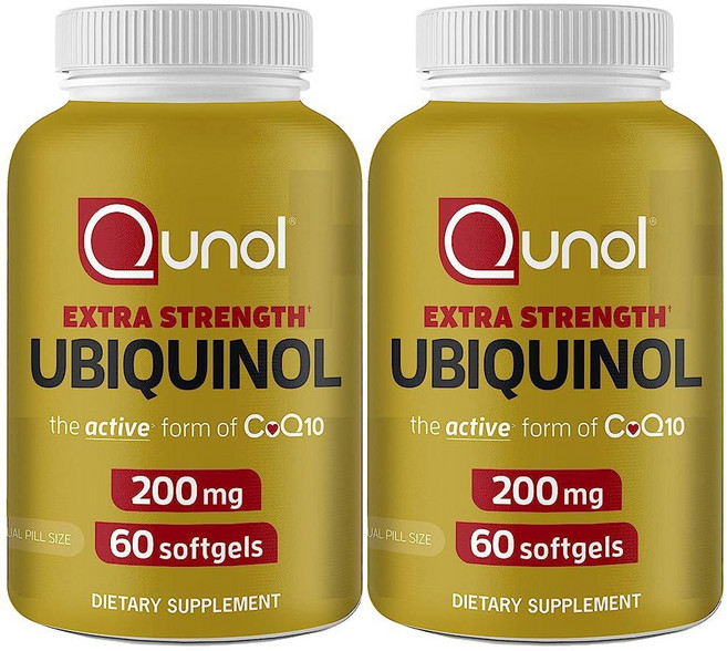 Qunol 활성 코큐텐 유비퀴놀 CoQ10 200mg 60캡슐 2병, 2개, 60정