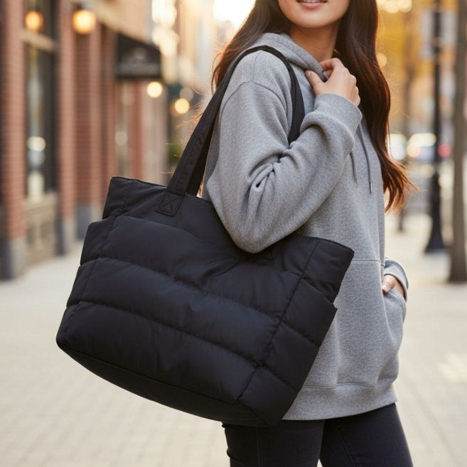 인생소품 초경량 보부상가방 대용량 여성 나일론 패딩 토트백