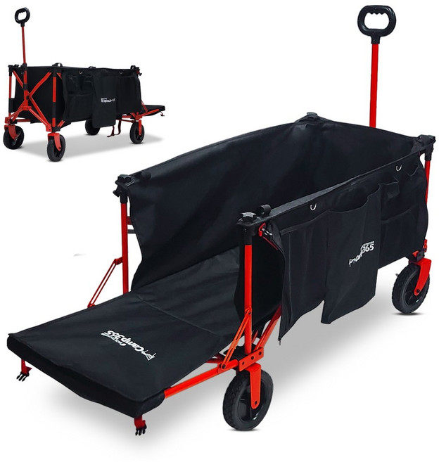 캠프365 파파웨건 스포츠 더뉴 챔프 오프로드 웨건 고무 바퀴 러버 휠 내하중 최대160KG / 상판 롤 테이블 우드 감성 접이식 캠핑 웨건, 챔프 블랙에디션(웨건만), 1개