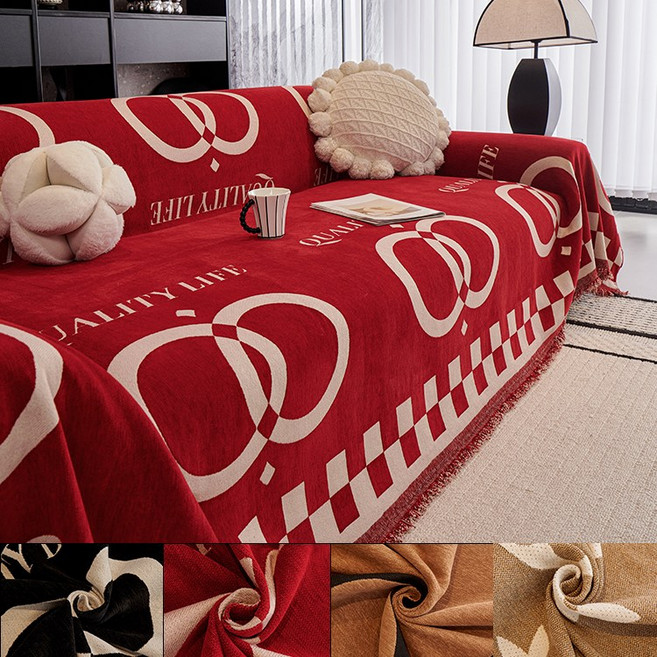 신제품 소파 천 다용도 덮개 사계절용 전체 덮는 소파 커버 방묘 반려동물 담요, 빨간색