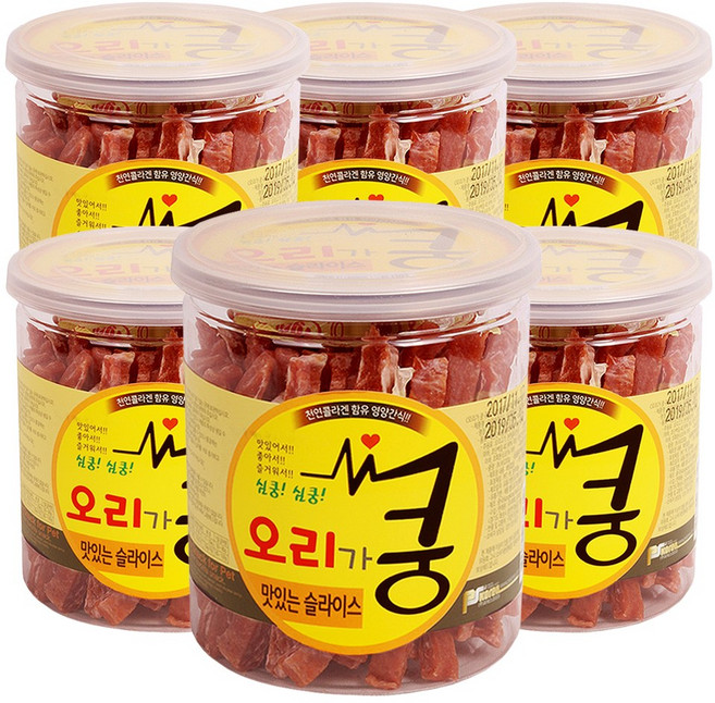 브리더랩 강아지 슬라이스 건조간식, 오리가쿵, 200g, 6개