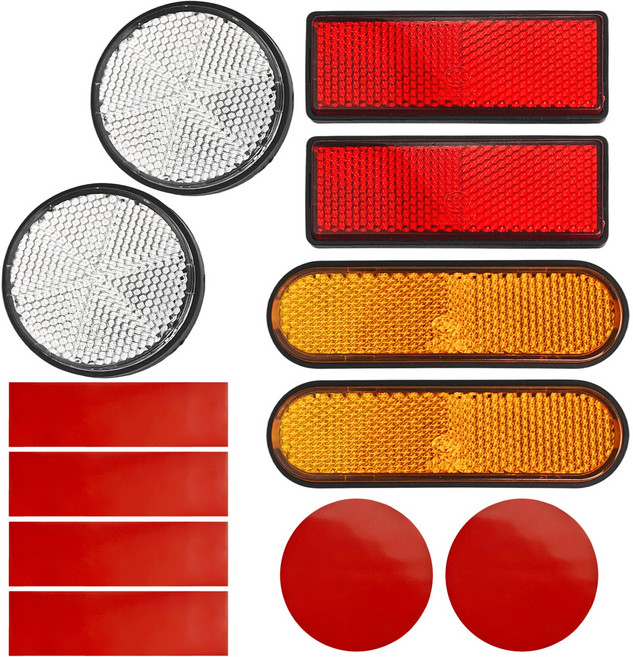 차량용 반사판 세트 야간 자동차 안전반사판 트럭 반사 리플렉터 부착형 6개 (직사각형 원형 타원형), 1개