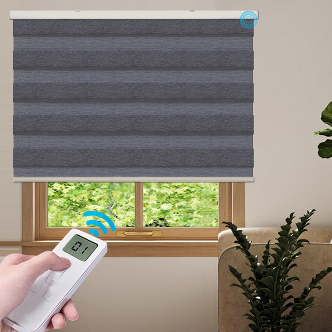 윈샵 무선 전동 암막 콤비 블라인드 페트라 커튼 버티컬