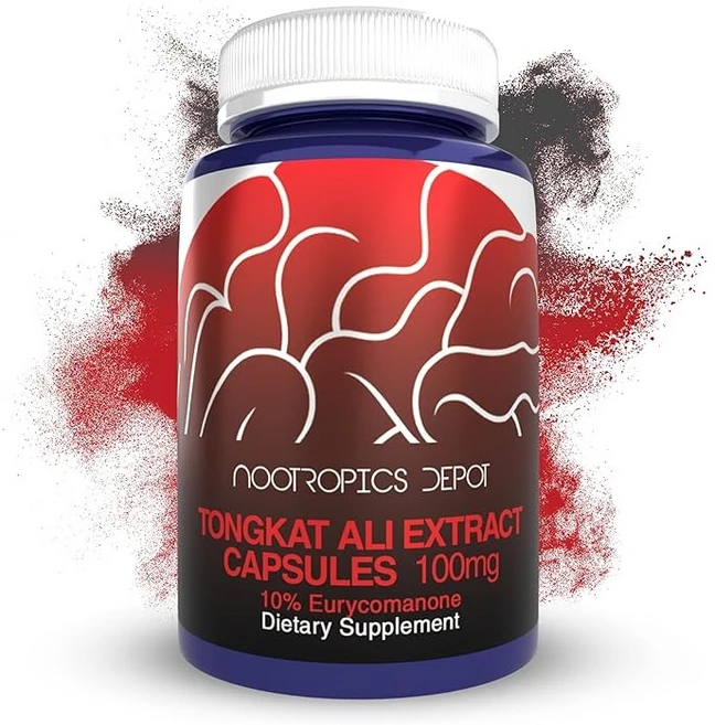 Nootropics Depot 통캇 알리 추출물 캡슐 | 100mg | 60개 | HPTLC 10% 유리코마논 | Eurycoma longifolia 뿌리 추출물, 1개, 60정 - 쿠팡