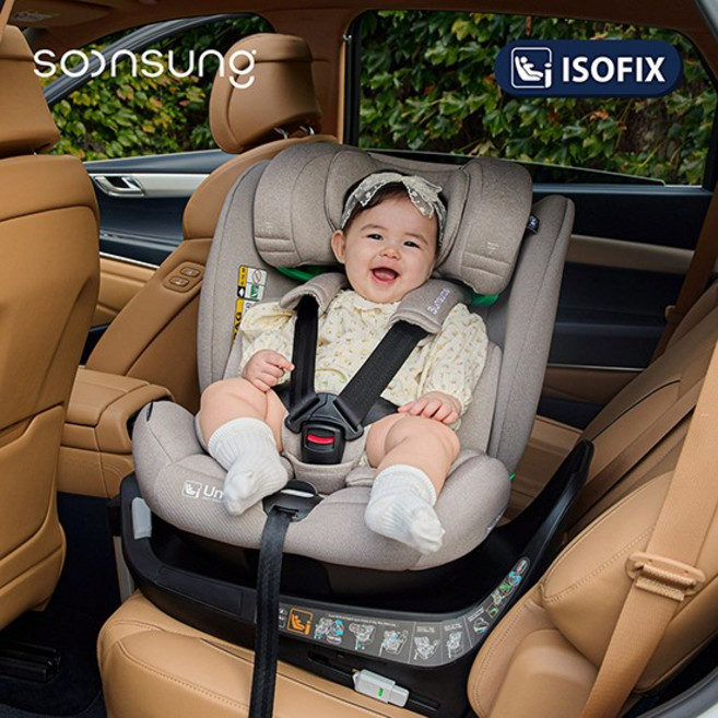 순성 우노 에어 올인원 아이사이즈 회전형 카시트 ISOFIX / 선쉐이드, 코랄핑크
