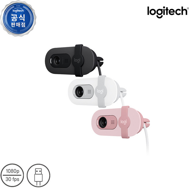 로지텍 코리아 BRIO 100 웹캠 960-001624 VU0072, 로즈핑크