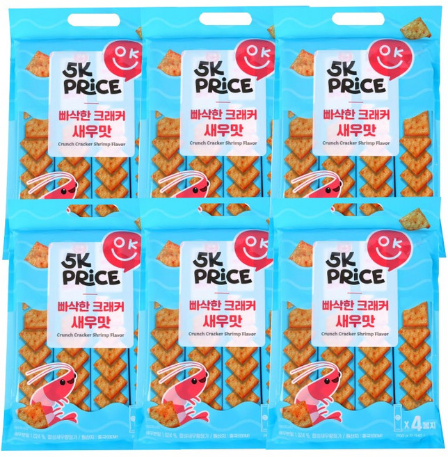 5K프라이스 빠삭한 크래커 새우맛, 200g, 6개
