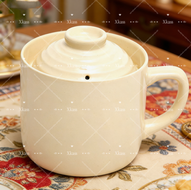 [바이리]전자레인지 찜 일식 도자기 간편 렌지용 도자기 계란찜 전자레인지 밥솥, 1개, 화이트