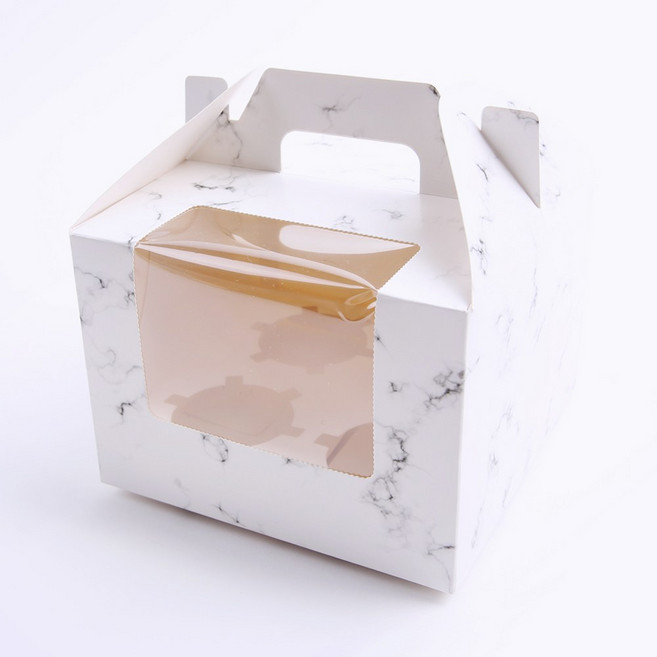 방구석상인 손잡이 머핀상자 컵케익 포장, 20개, 4구 대리석