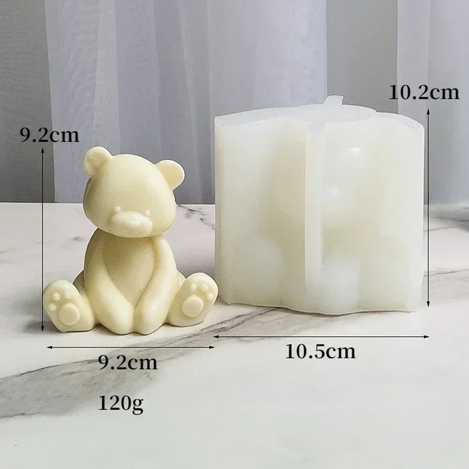 대형 곰 실리콘 양초 3d 앉아 아로마 테라피 석고 비누 수지 공예 주조 홈 장식 선물, 02 B
