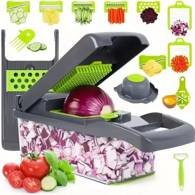 14/16 in 1 Multifunctional Vegetable Chopper Handle Food Grate Slicer Cut Items, 01 16 in 1 grey