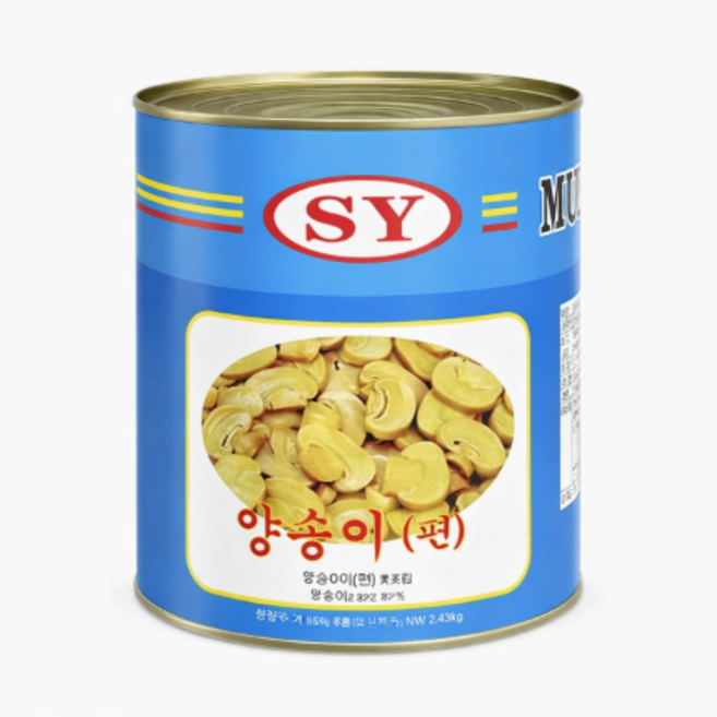 SY 양송이통조림캔(편버섯) / 중국산, 1개, 2.84kg