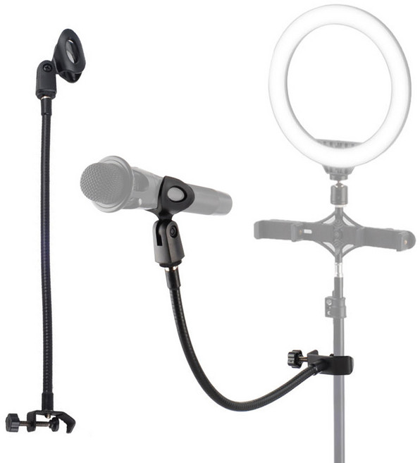 스탠드 설치용 자바라 마이크 스탠드 클램프 집게 타입 콘덴서 다이내믹 핸드, 블랙(단일색상), 1개, AC-M56