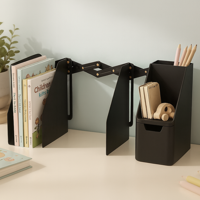 벨로딜 멀티정리 펜수납 올인원 책꽂이, 블랙