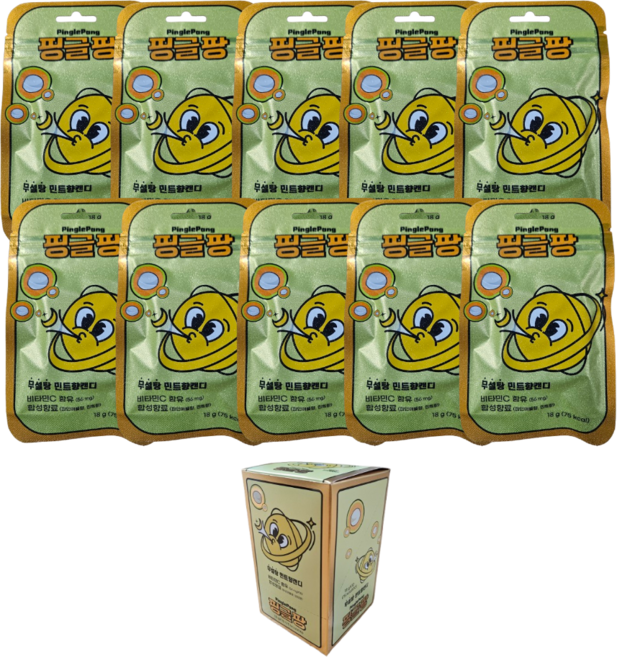 핑글팡 무설탕 비타민c함유 민트향캔디 파인애플맛, 10개, 18g