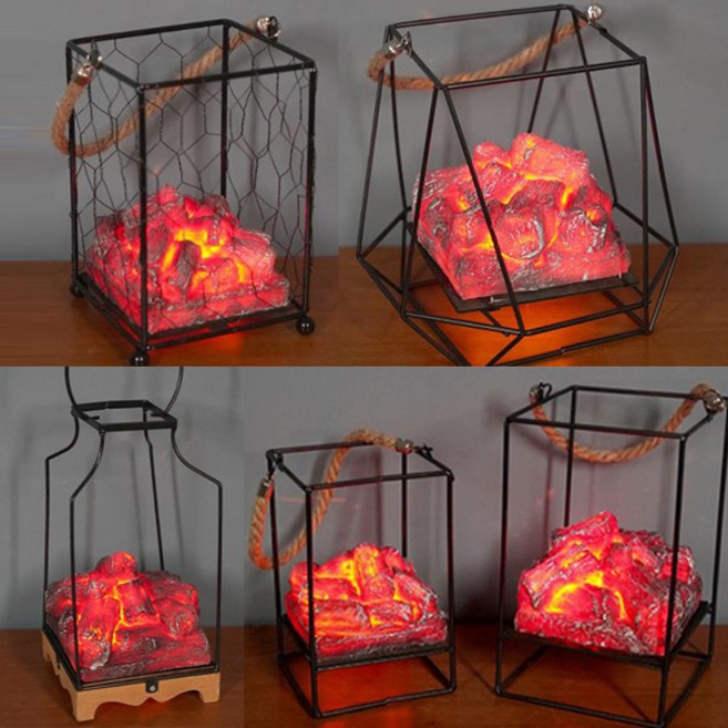 도매창고 엔틱 LED 장작 모닥불 불멍 불타는 무드등 벽난로 캠핑 랜턴 램프 불꽃 숯불 조명 캠프파이어, 엔틱-LED장작불멍등, B