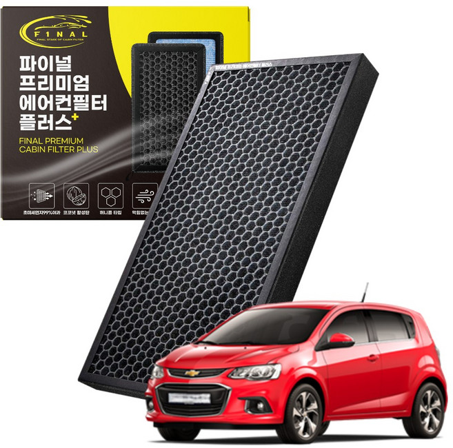 쉐보레 아베오 자동차 차량용 프리미엄 활성탄 에어컨필터 PM0.3, 1개, 더뉴 아베오 16년~19년 -프리미엄 P02