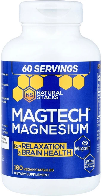 내추럴 스택스 Natural Stacks MagTech® 마그네슘 베지 캡슐 180정캡슐 1정당 66.6mg126660원산지:기타, 1개, 180정 - 쿠팡