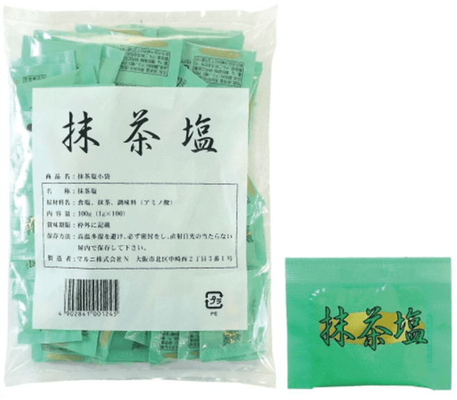 일본 말차 소금 1g x 100개 일식 돈까스 꼬치 맛소금, 1세트, 100g