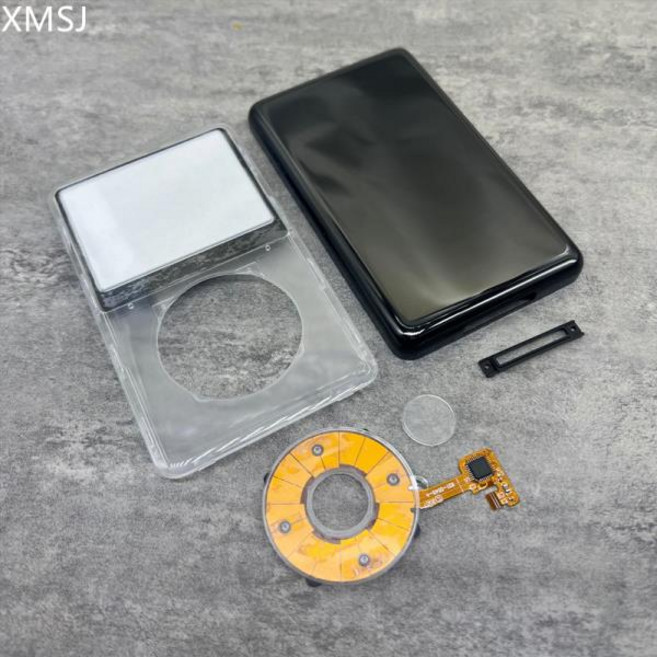 투명 플라스틱 전면 검정색 금속 후면 하우징 케이스 iPod 6세대 7세대 클래식 80gb 120gb 160gb용 휠 버튼, 02 blank Thick