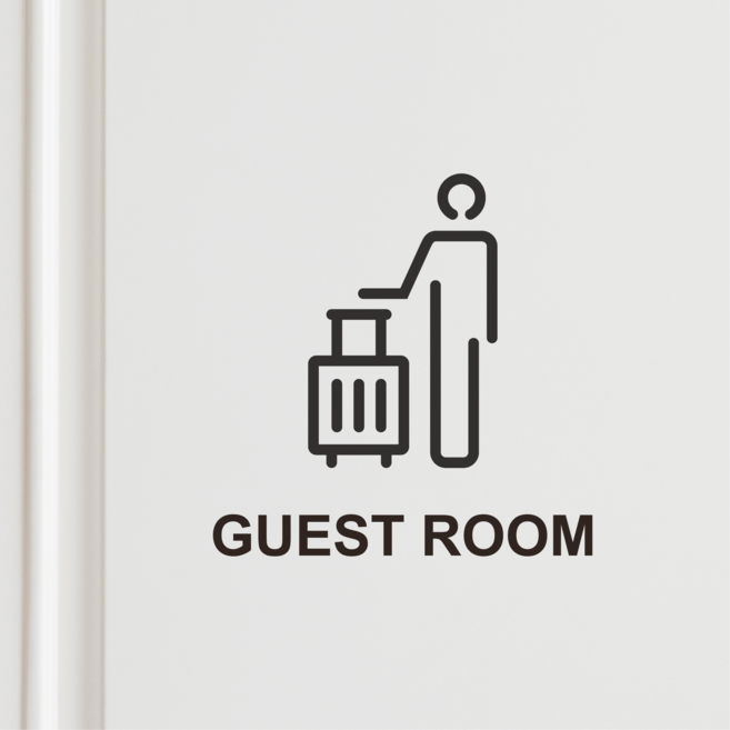 웰던 방문 문패 인테리어 스티커 픽토그램 공간구분 시트지, 손님방, 검정색, 2개