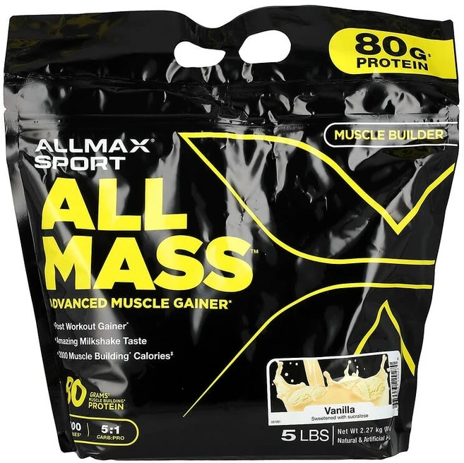ALLMAX Sport ALLMASS™ 어드밴스드 머슬 게이너 바닐라 2.27kg(5lbs) AMX-22927, 2.27kg, 1개 - 쿠팡