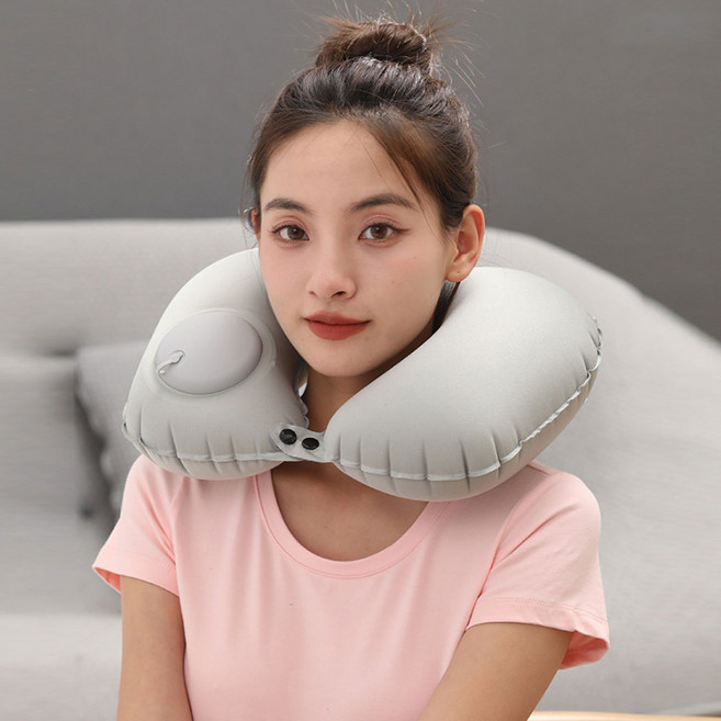 키친9단 자충전 에어펌핑 공기주입 비행기 자동차 장거리 여행용 목베개 (고급형)